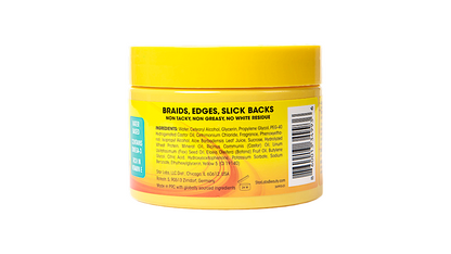 A yellow jar of Deep Wave hair styling conditioning gel shown from the back, featuring a bright yellow lid, a white label with black text, and a barcode on a plain white background.
