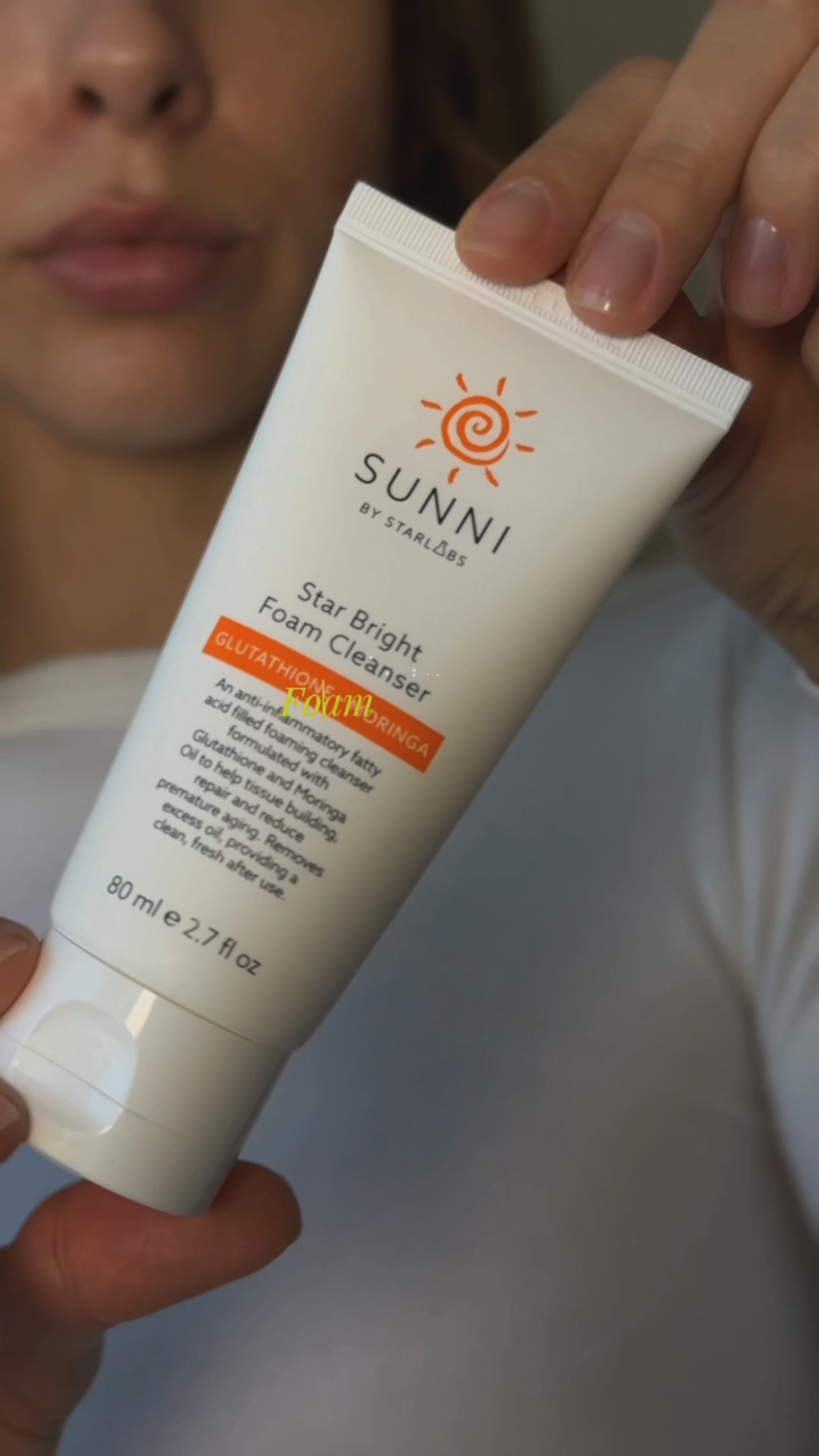 Load video: Woman using Star Bright Foam Cleanser